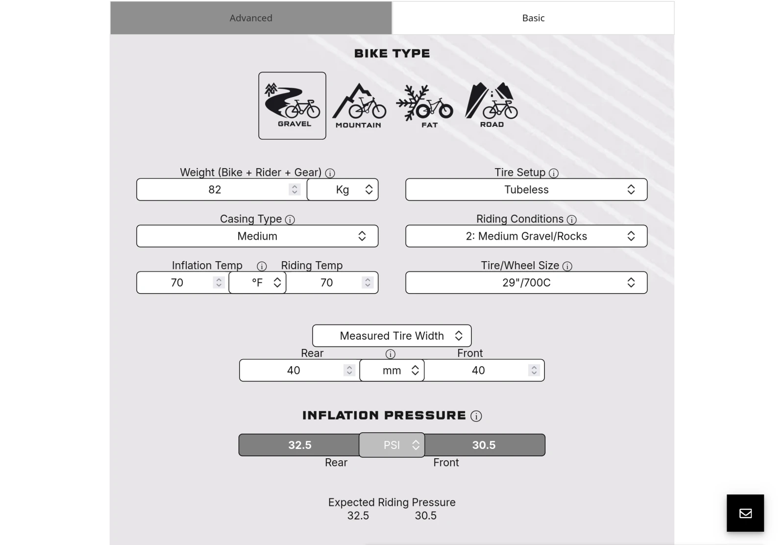 Wolf Tooth Tire Pressure Calculator